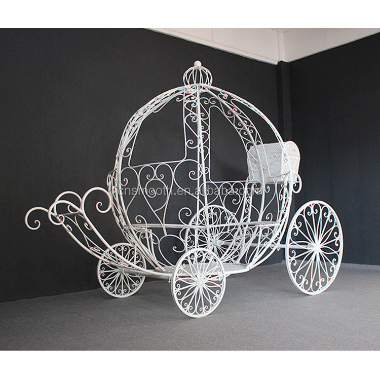 Mobile design white metal iron cinderella wedding pumpkin carriage