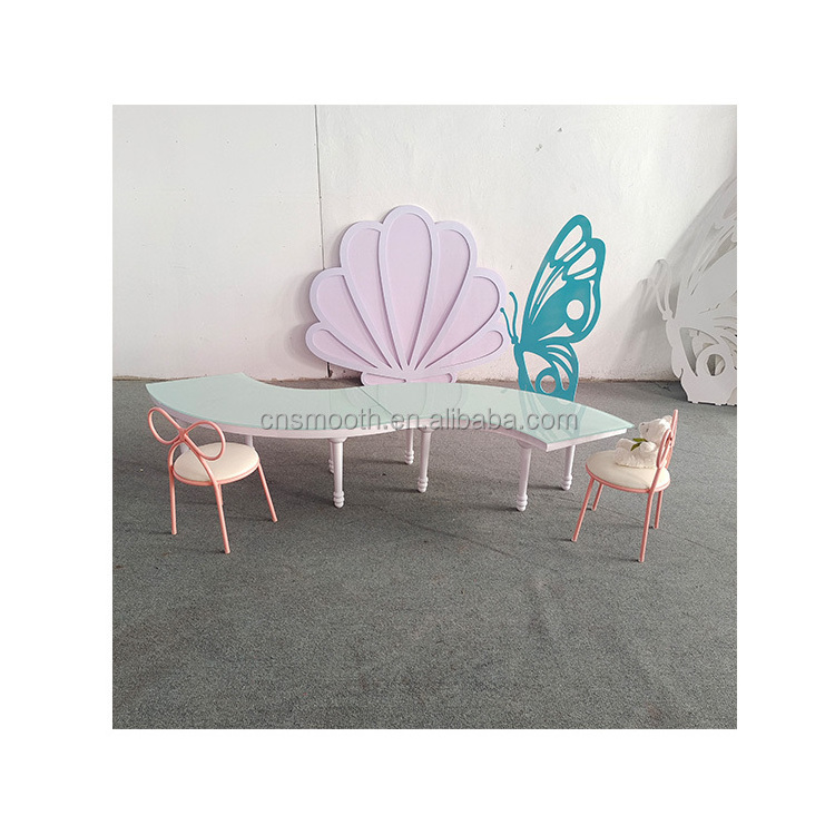 New Stainless Steel Glass Kids Snake Wedding Table Serpentine Children Kid Table