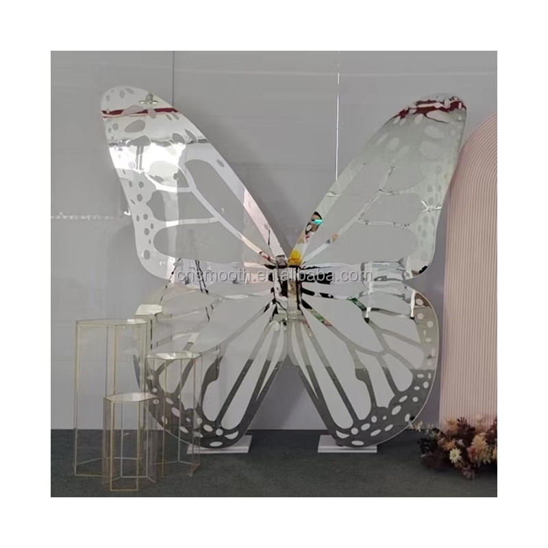 Smooth custom pvc backdrop silver butterfly decoration for wedding