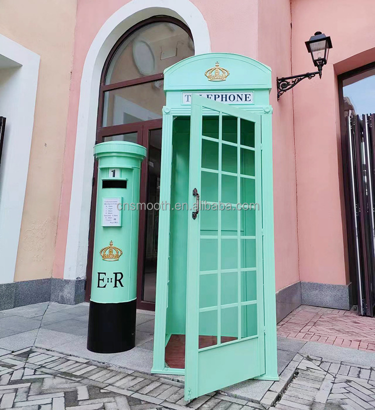 Wedding Events Decoration Shooting Props Flower Decorative Pink Metal Iron Phone Box Telephone Booth