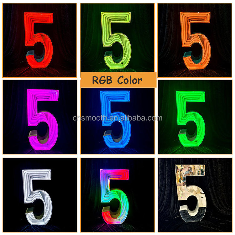 Best Seller Remote Control RGB Color Metal Led Light Up Marquee Number Letter 3D Geometric Marquee For Wedding Stage Decor