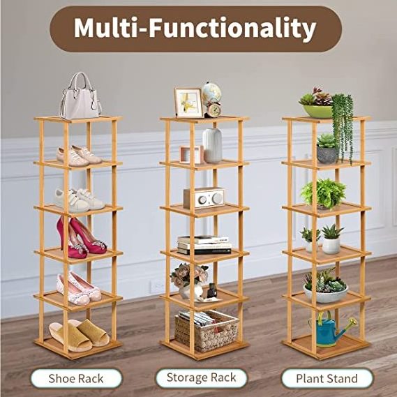 Vertical Shoe Rack 6-Tier Slim Freestanding Shoe Storage Shelf for Entryway, Compact Vertical Shoe Stand for Bedroom Closet