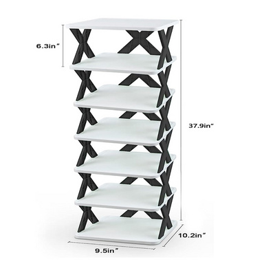 7 Tiers Small Shoe Rack,narrow Vertical Free Standing Shoe Tower,space Saving Furniture Shoe Storage Organizer Shoe Rack Plastic