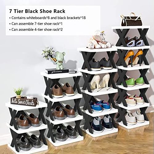 7 Tiers Small Shoe Rack,narrow Vertical Free Standing Shoe Tower,space Saving Furniture Shoe Storage Organizer Shoe Rack Plastic