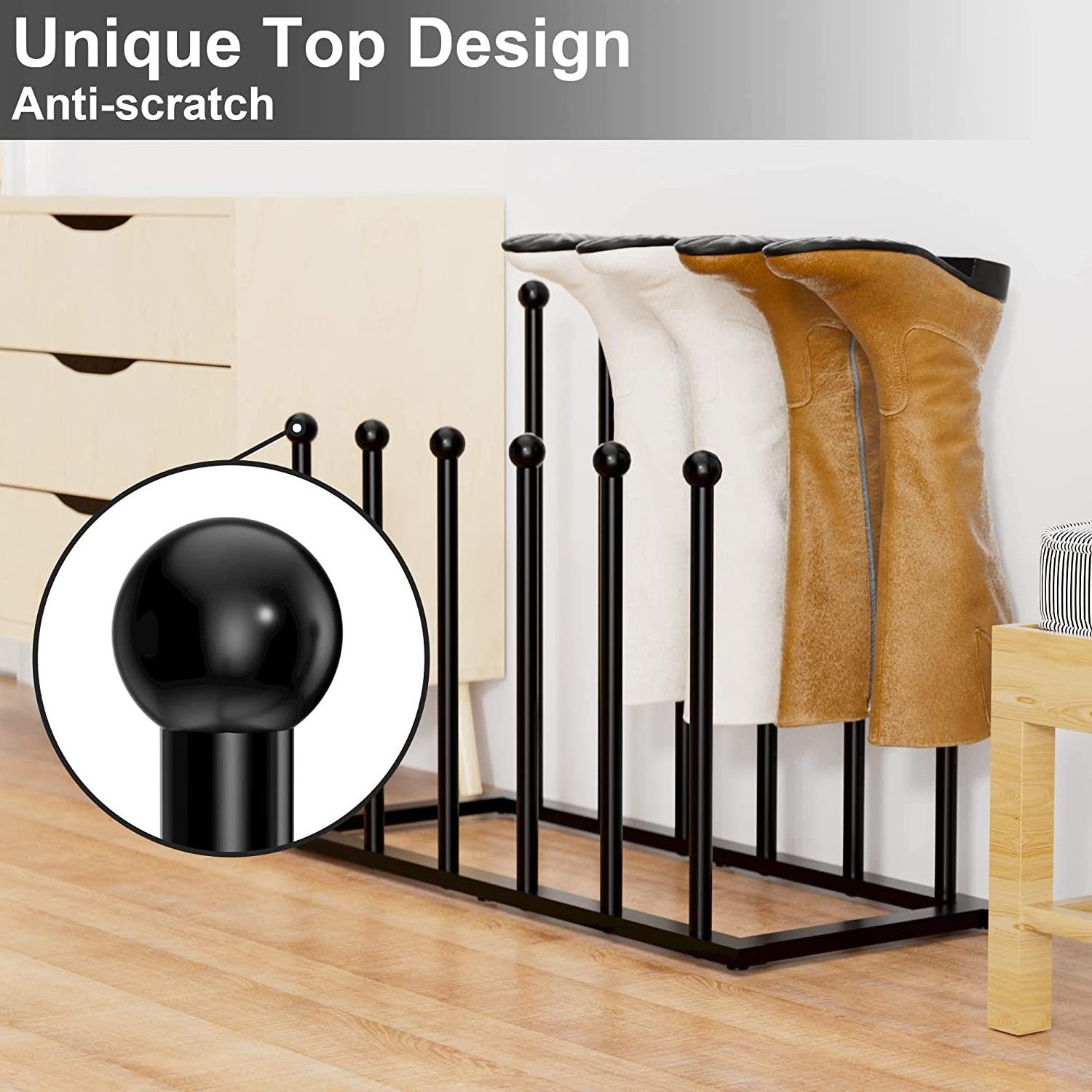 Freedom Stand Shoe Rack - Black Metal Boot Stand, for Closets, Entryways, Bedrooms,6 Pairs Portable Shoe Rack Home Furniture