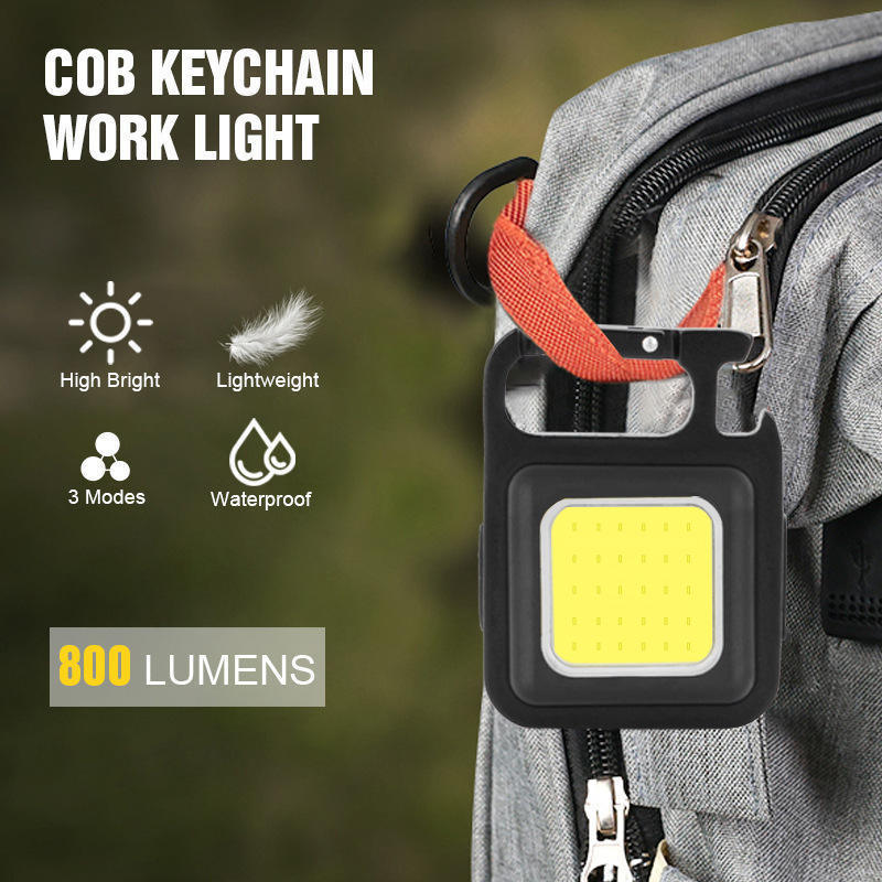 500mah COB Flashlight Mini Portable Keychain Lamp 4 Lighting EDC Torch Outdoor Waterproof Emergency Camping Fishing Work Lights