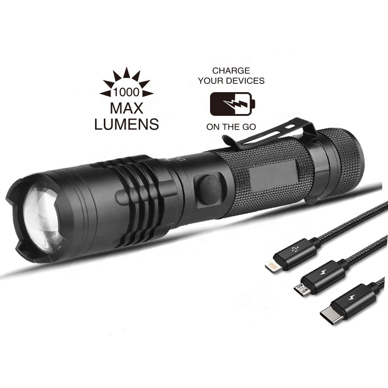 1000 Lumens LED Torches Powerful Waterproof Rechargeable Portable Flashlight