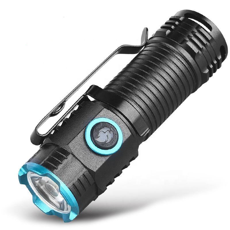 Mini High Power 2000lm Type-C Rechargeable LED Flashlight Hiking Camping Running Torch Light