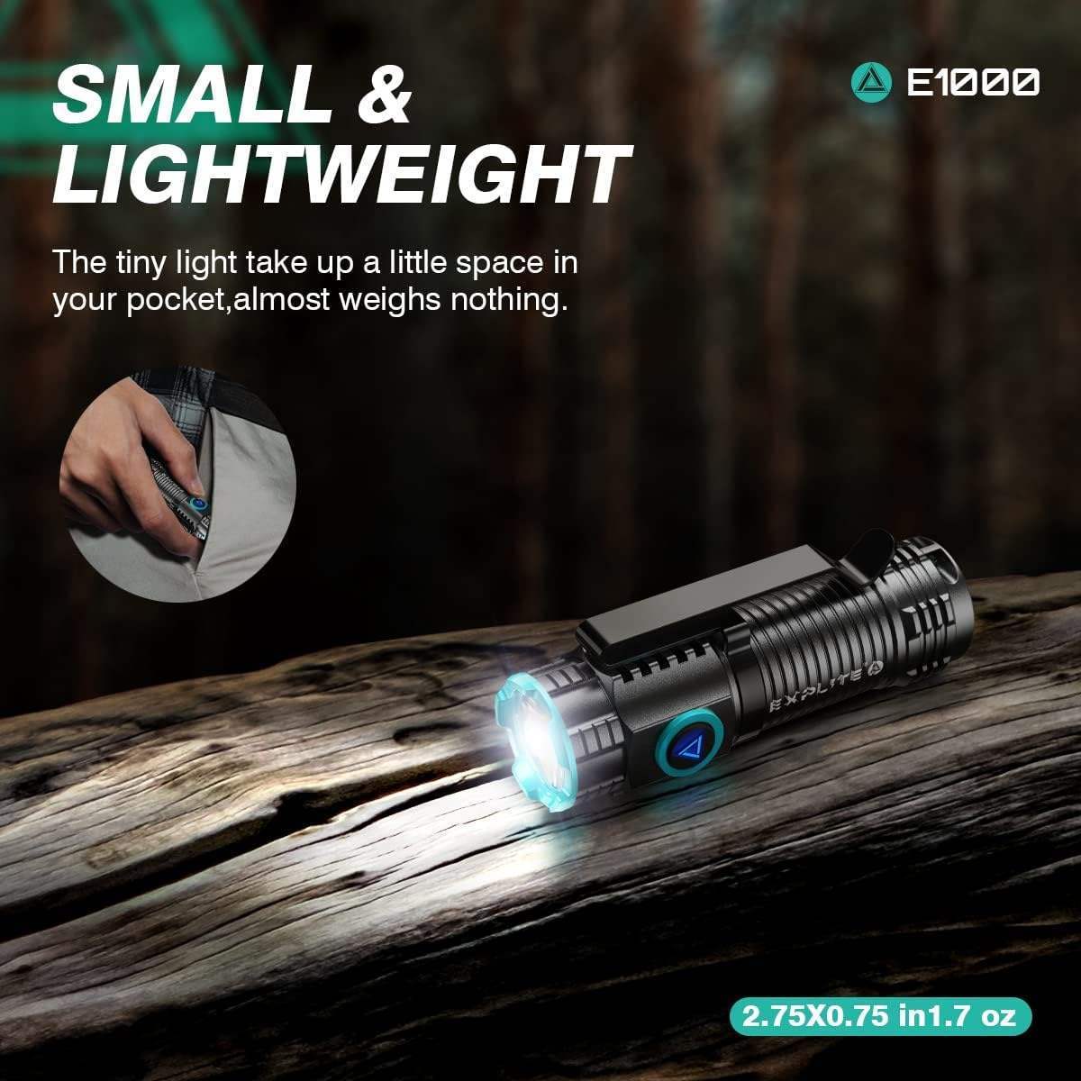 Mini High Power 2000lm Type-C Rechargeable LED Flashlight Hiking Camping Running Torch Light