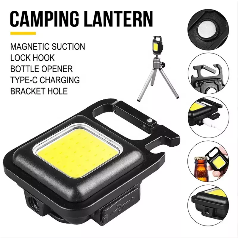 Small Mini Usb Rechargeable Keychain Led Working Light Cob Portable Pocket Magnetic Flashlights For Outdoor Hiking Camping