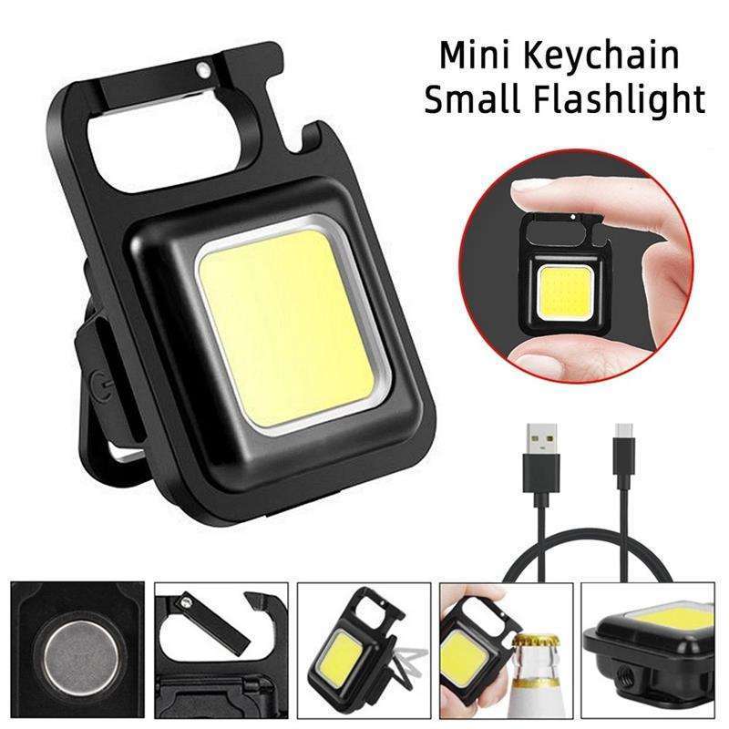 Multi-functional Mini Keychain rechargeable portable Magnetic COB LED High Brightness Outdoor Camping Work Light Flashlight