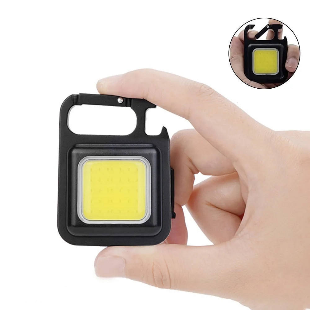 Multi-functional Mini Keychain rechargeable portable Magnetic COB LED High Brightness Outdoor Camping Work Light Flashlight