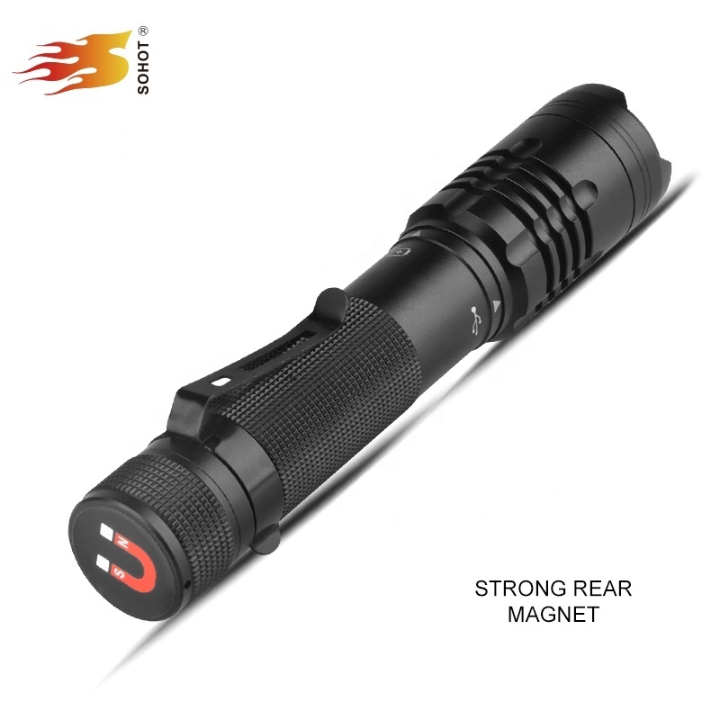 18650 battery USB rechargeable led flashlight with power bank tactical flashlight