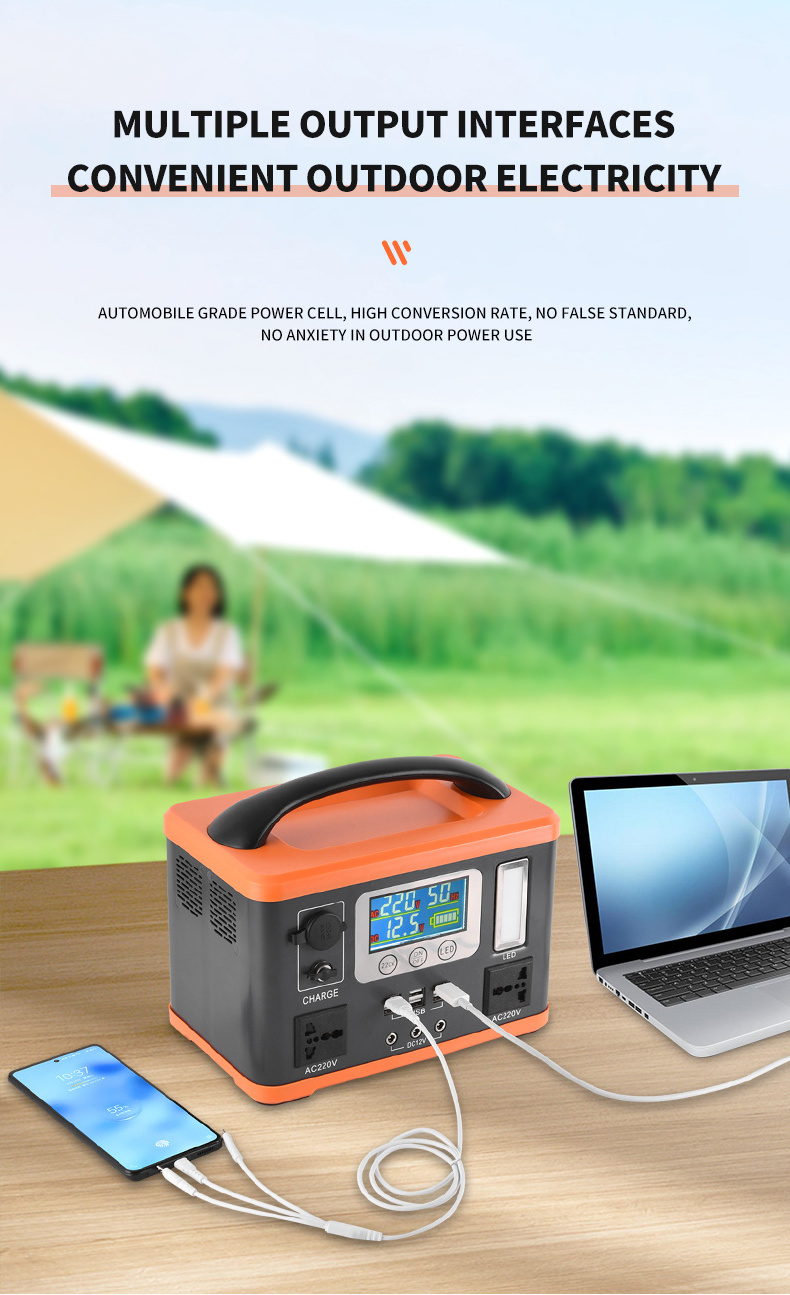 300 Watt Portable Power Station Solar Generator with AC/DC/USB Power Station Generator with Multi-function 220V 500W Solar Panel