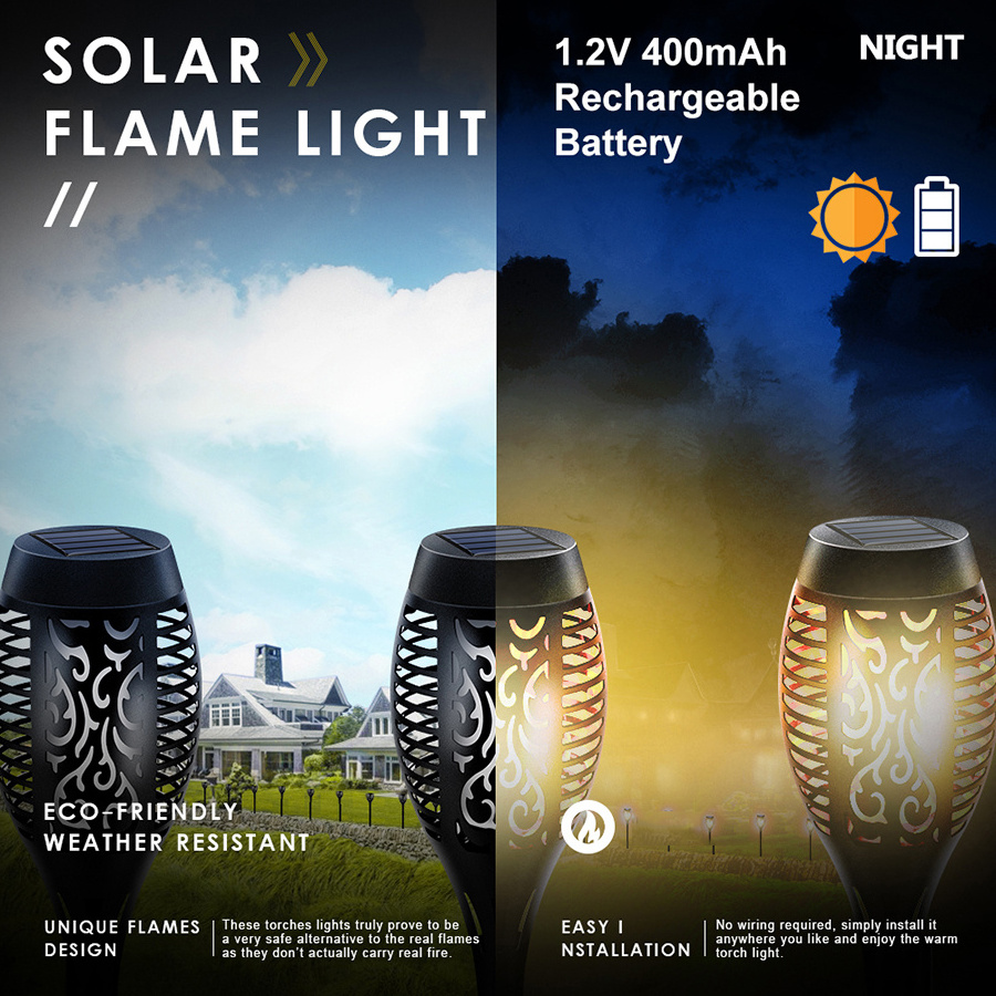 12 33 51 96 Led Solar Flame Flickering Garden Torch Night Lights for Outdoor Pathway Lights Garden Landscape Decoration 10 Ce 60