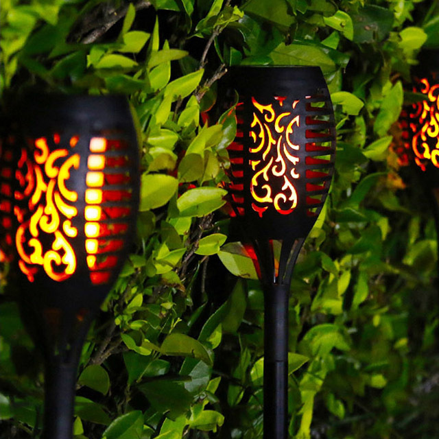 96 LED Dancing Outdoor Higher Larger Flickering Flame Solar Torch Tiki Lights for Pathway Landscape Garden Patio Yard