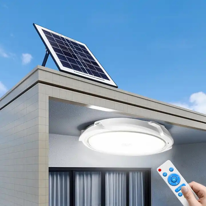 Solar Power Square Round Ceiling Lamp Light Light Indoor With Remote For Shed Porch Patio Garage Home Intelligent