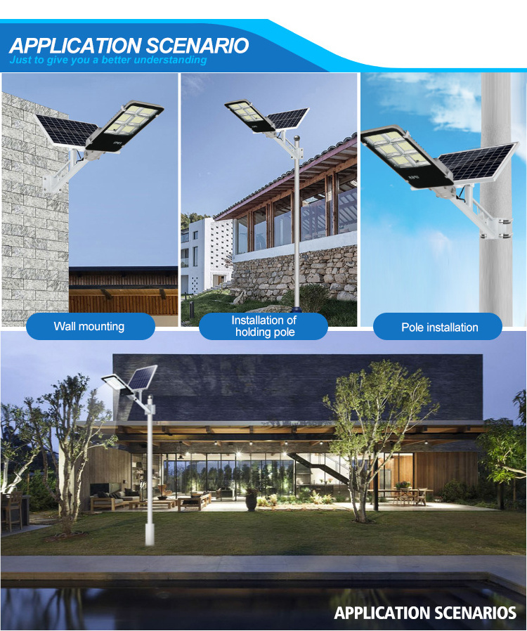 Remote Control 100w 200w 300w Battery Power Panel Lights System Outdoor Dimmable Integrated All In One Led Solar Street Light