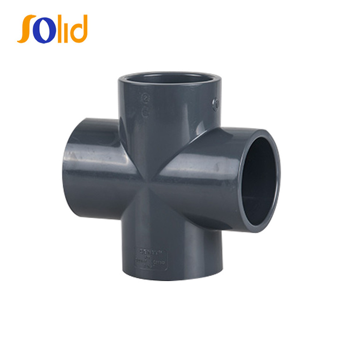 Manufacturers China PN16 Plastic Pipes Joint Fitting SCH80/40 PVC 4 Way Cross for PVC Pipe