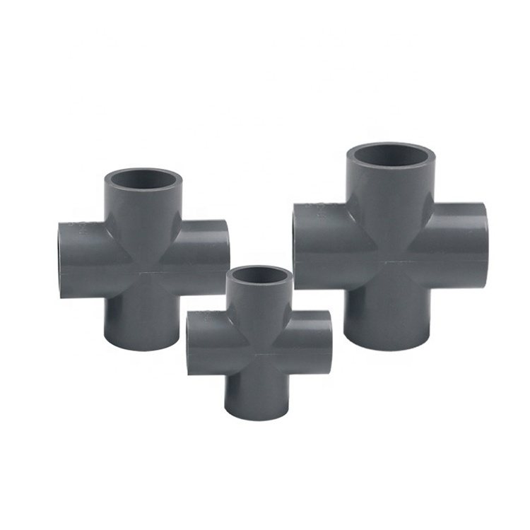 Manufacturers China PN16 Plastic Pipes Joint Fitting SCH80/40 PVC 4 Way Cross for PVC Pipe