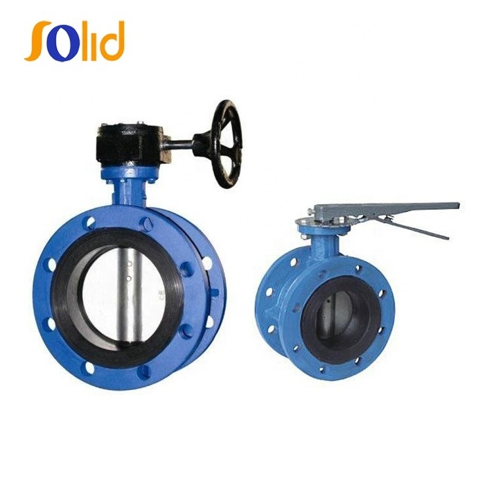 Manual Double Flanged Butterfly Valve with Handle Lever Operator