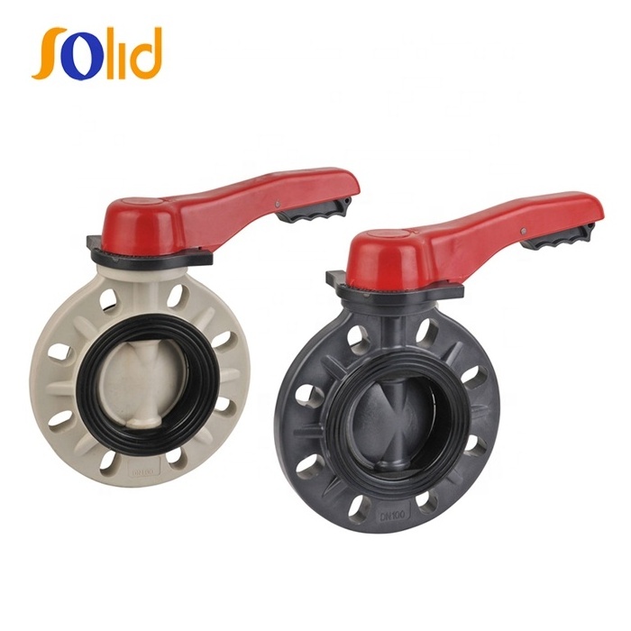 Plastic DN100 PVC Plastic Manual Hand lever Butterfly Valve