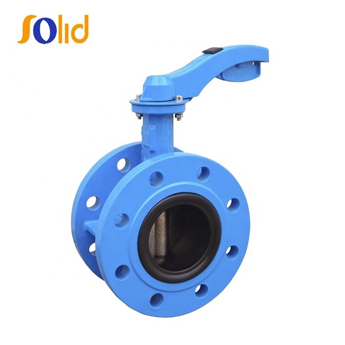 Manual Double Flanged Butterfly Valve with Handle Lever Operator