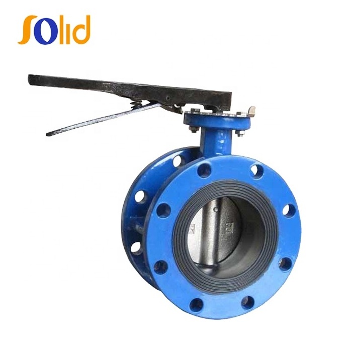 Manual Double Flanged Butterfly Valve with Handle Lever Operator