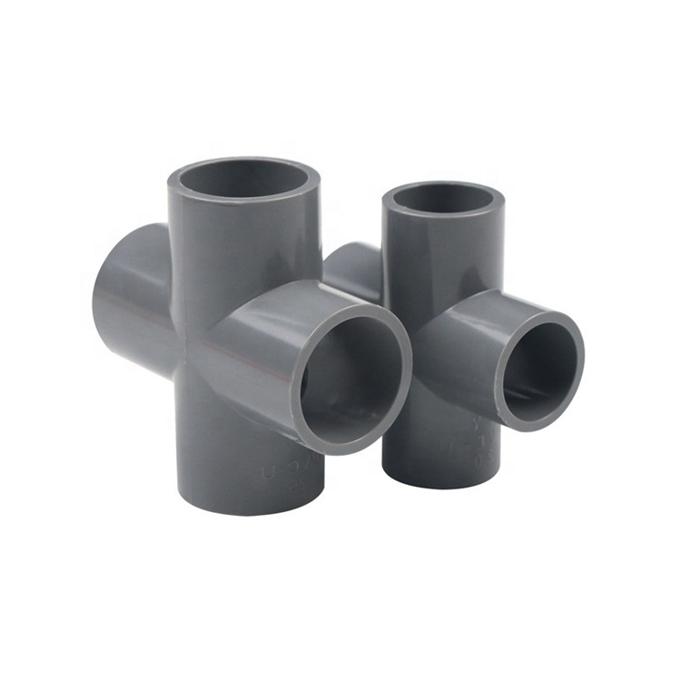 Manufacturers China PN16 Plastic Pipes Joint Fitting SCH80/40 PVC 4 Way Cross for PVC Pipe