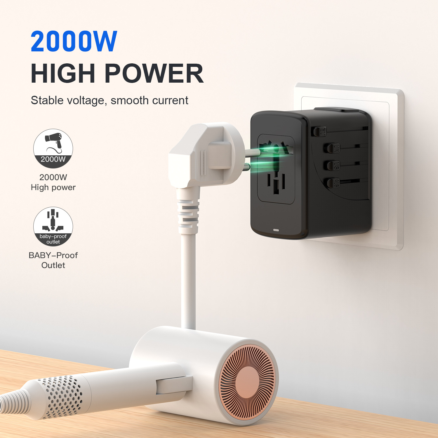 universal travel adapter combo all in one travel plug gift global for travel 3 prong to 2 prong plug outlet