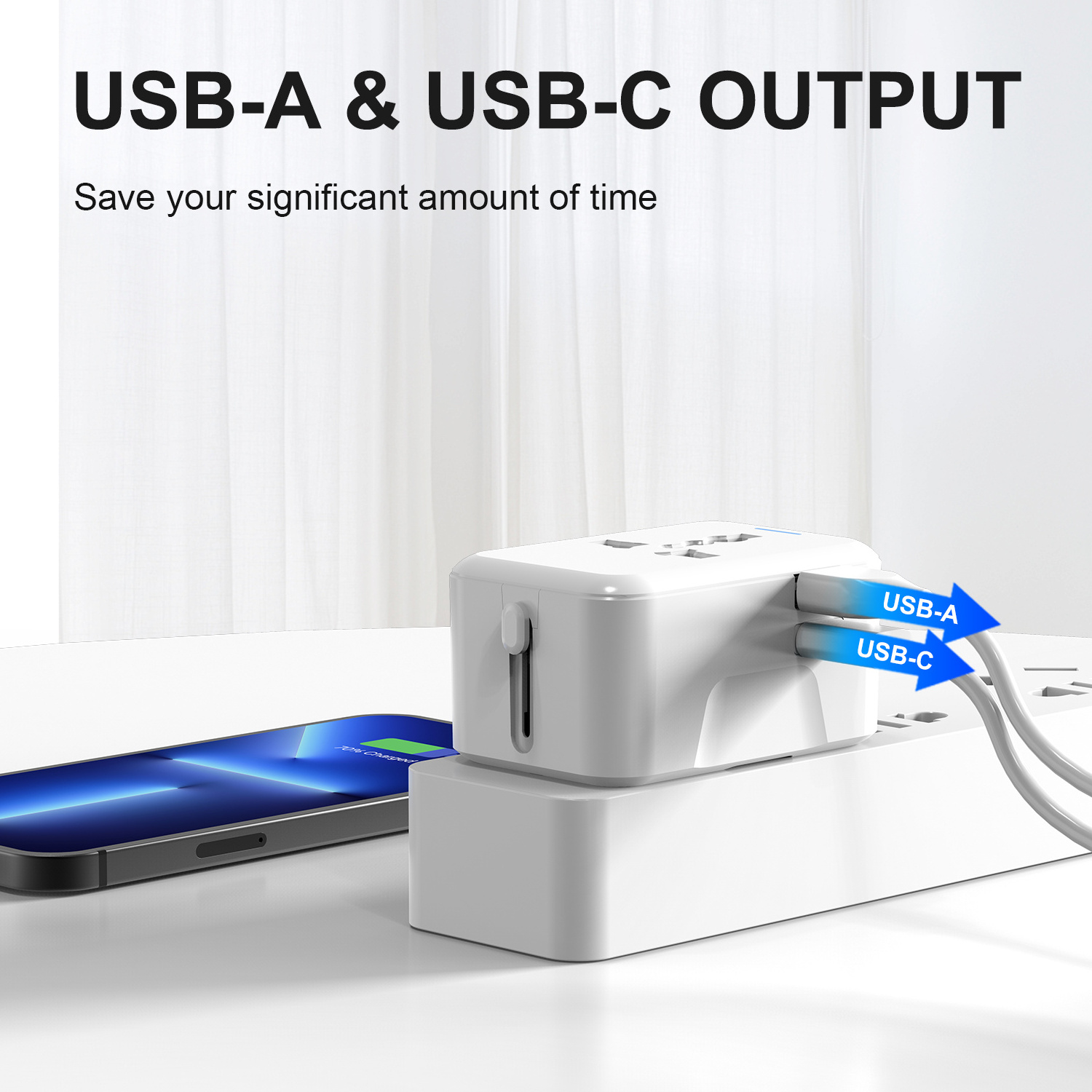 Universal travel adapter 2 USB 1 TYPE C plug gift promotion