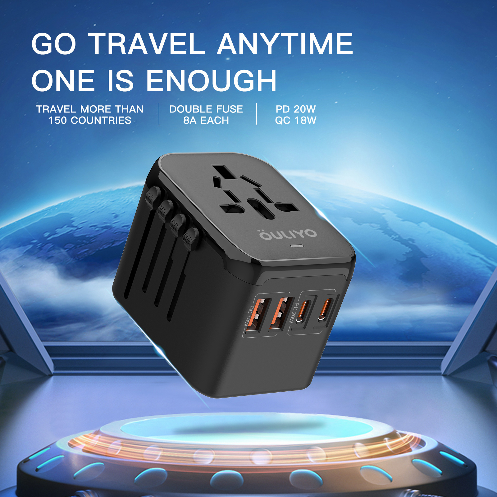 Multiple specification Portable Anti electric shock fast charging universal travel adapter Multinational socket USB tool parts