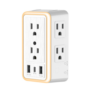 Socket  Wall Outlet, OULIYO 6  Surge Protector  Outlet Extender with USB C Multi Plug Outlet and Smart Night Light