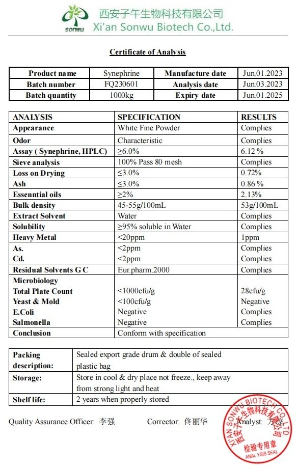 Weight loss citrus aurantium extract bitter orange extract synephrine