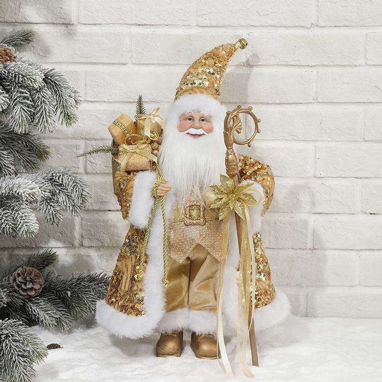 Gold Sequin Christmas Decorations Gift 45CM New Design Creative Stuffed Santa Doll Toy Factory Dircect Plush Toy