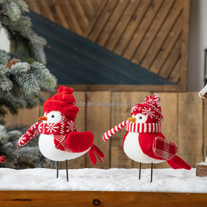 SOTE Hot Pick Robin Bird Red Standing Mix Style Christmas Birds Animal Figurine For Home Table Tree Decoration