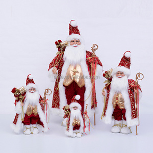 Xmas Santa 30/45/60/90/120CM Santa Claus Red Papa Noel Navidad Standing Christmas Santa Claus With Gift Bag