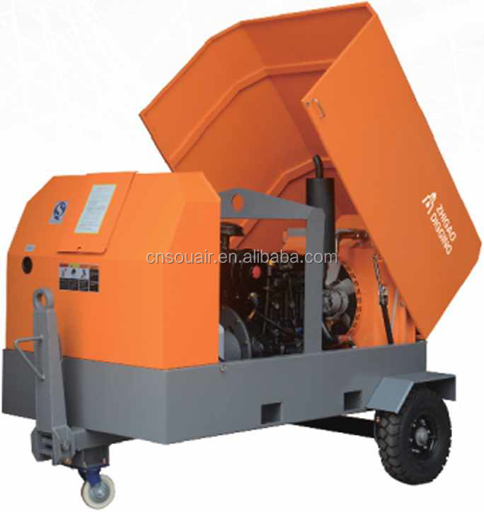 Skid mounted/Portable Electric Motor driven Screw Air Compressors (Low, Medium Pressure Series)100Psi-350Psi/100cfm-1500cfm