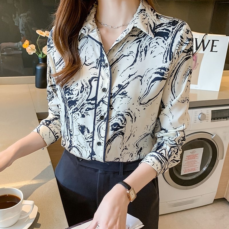 Fashion Printing Ladies Shirts Women's Classic Blouses New Spring Autumn Long Sleeve Office Lady Shirts Tops Blusas Mujer