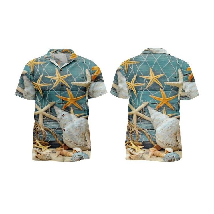 Wholesale Design Men's Summer Shirt Hawaii Beach Shirt Surfing Short Sleeve Custom Printed Hawaiian Shirt