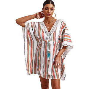 Wholesale Summer Dresses Sexy V-Neck Beach Wear Women One Size Backless Poncho Beach Dress Robe Pour La Plage