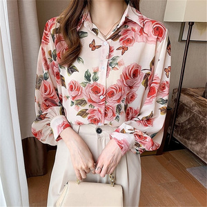 Fashion Floral Print Ladies Shirts Women's Blouses 2022 Spring Autumn Long Sleeve Shirts Tops Korean Style Blusas Mujer