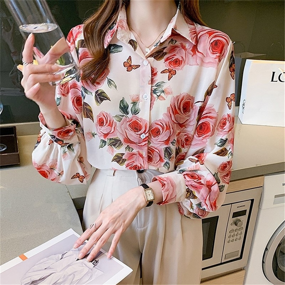 Autumn Women V-Neck Long Sleeve White Chiffon Blouse Tops Women Blusas Mujer De Moda 2022 Blouses Femme Shirts D620