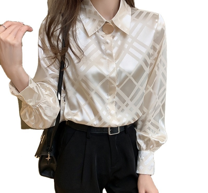 Elegant Women Satin Blouses Shirts Designer Ladies Chiffon Shirts New Female Tops Fashion Office Lady Work Wear Clothes