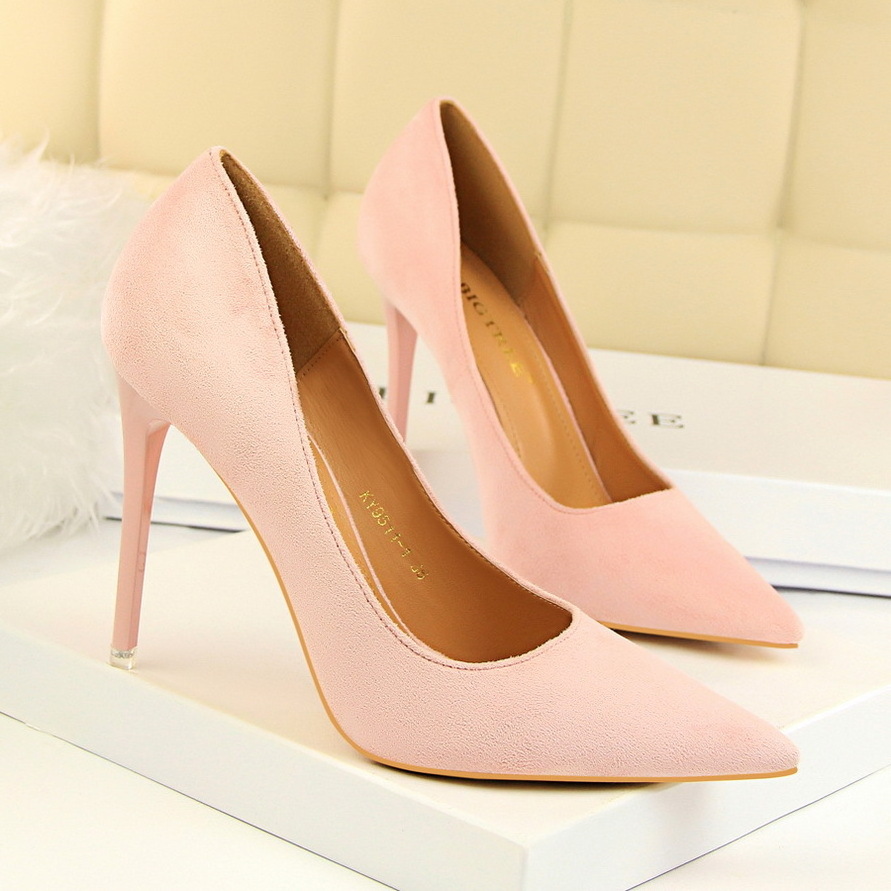 Designer Fashionable Ladies Elegant Suede Heel Shoes Trending Night Club Woman High Heel Pumps Shoes