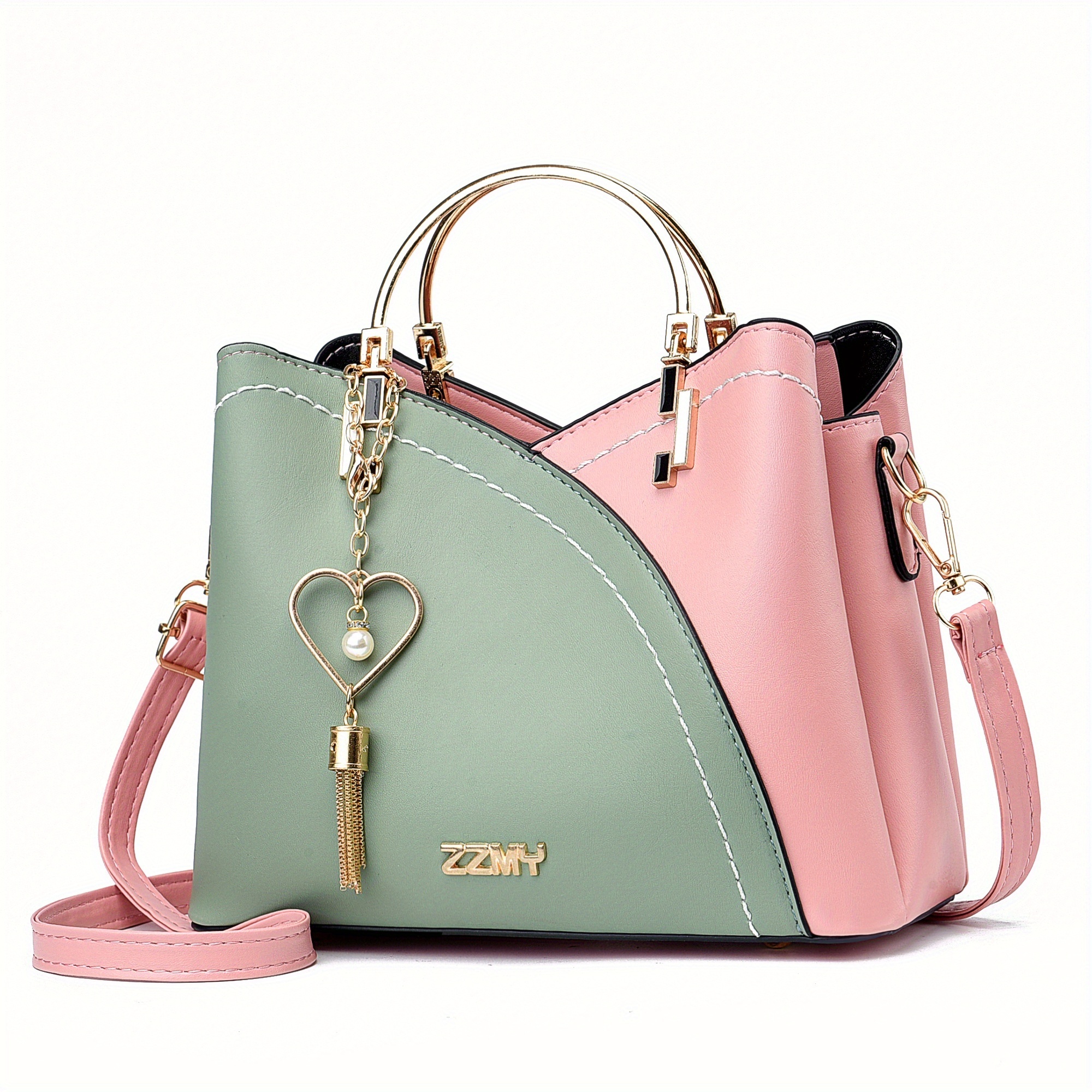 Cheap Very Beautiful Guangzhou Market Designer Young Girl Woman Ladies Classy Leave Green And White Handbag Hand Bag For Women