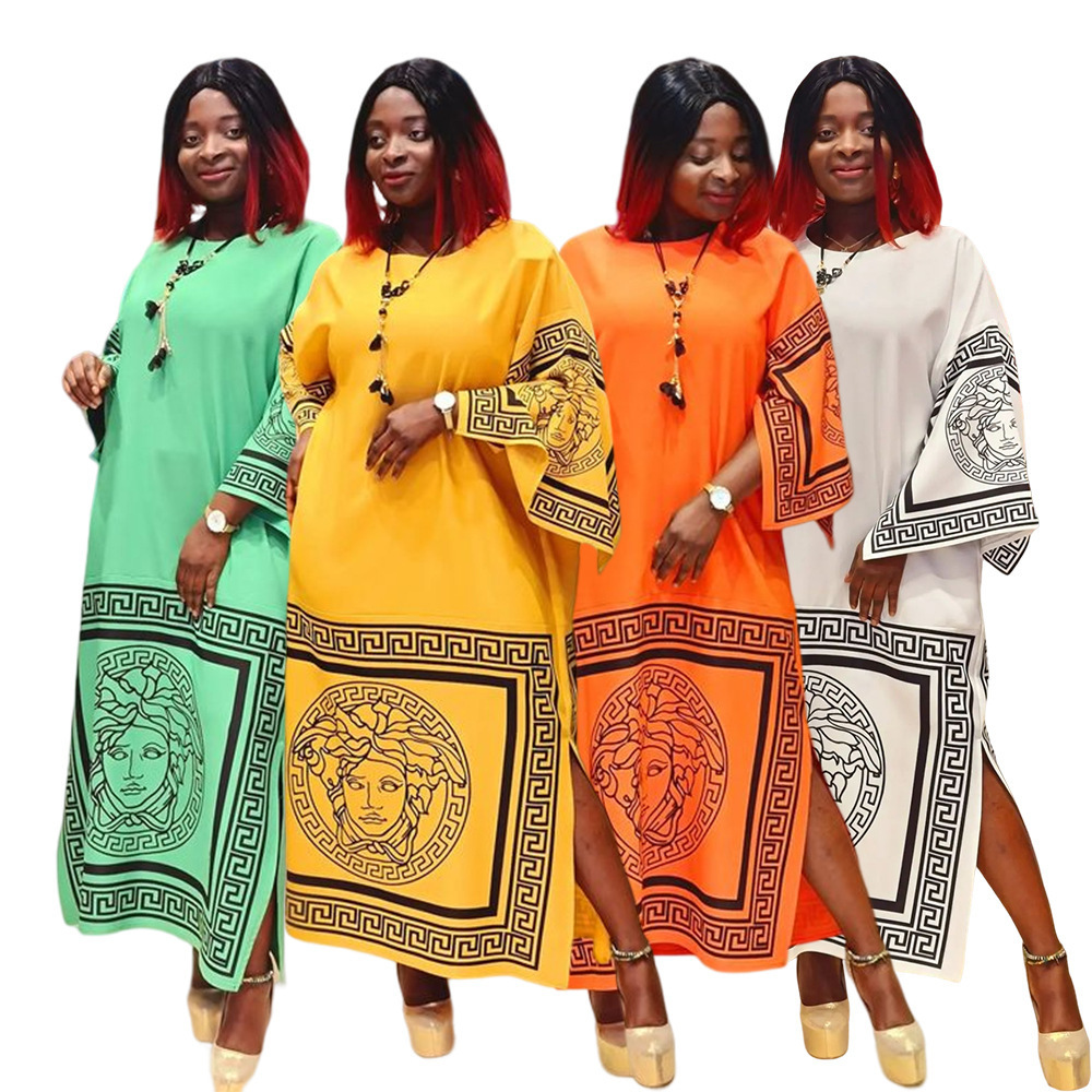 African Turkey Geometric Stitching Suit And Dress Two-Piece Set With Belt