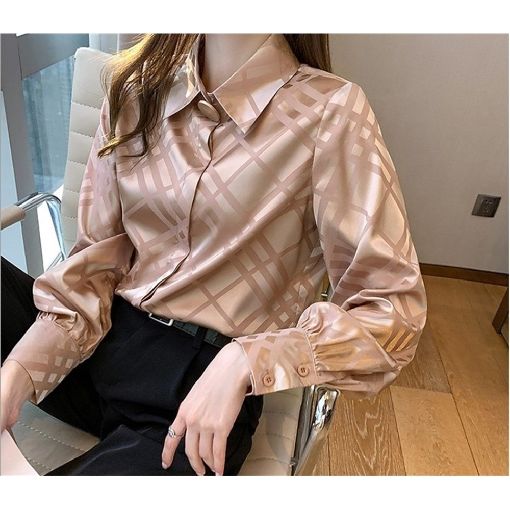 Elegant Women Satin Blouses Shirts Designer Ladies Chiffon Shirts New Female Tops Fashion Office Lady Work Wear Clothes 8382