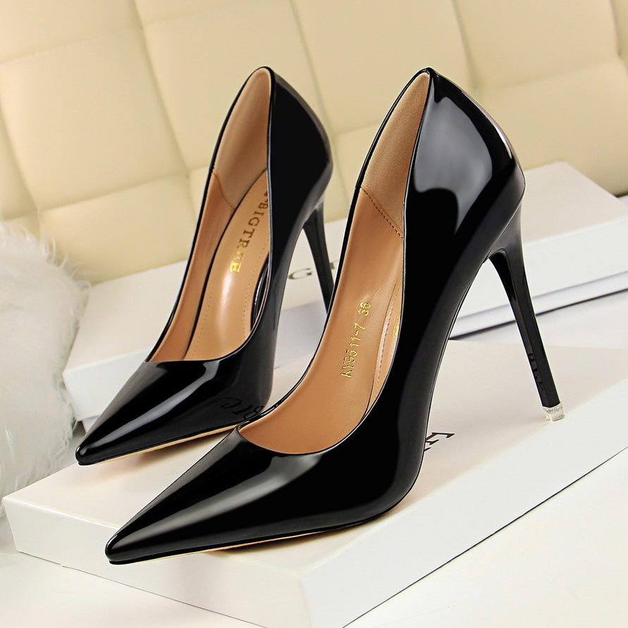 Hot Fashion Patent Leather 10 Cm Metal Stiletto Women High Heel Shoes 2021 Cheap Sexy Party Ladies Pumps Shoe