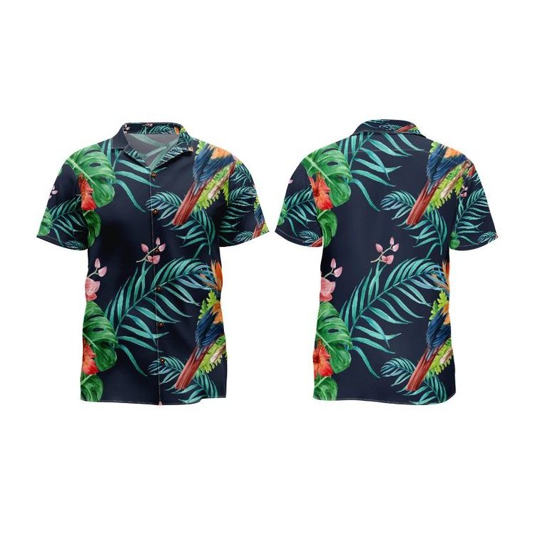 Hawaiian Shirt Beach Printed Summer Button Down Aloha Shirt for Men Short Sleeve Broadcloth Fabric Woven Casual Shirts Quick Dry